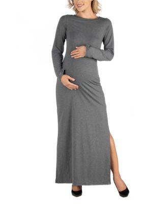 24seven Comfort Apparel Form Fitting Long Sleeve Side Slit Maternity Maxi  Dress \u0026 Reviews - Dresses - Women - Macy's